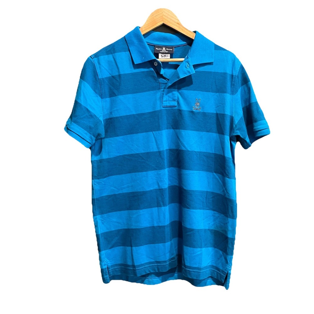 Psycho‎ Bunny Blue Striped Short Sleeve Men's Polo T-Shirt Size 5